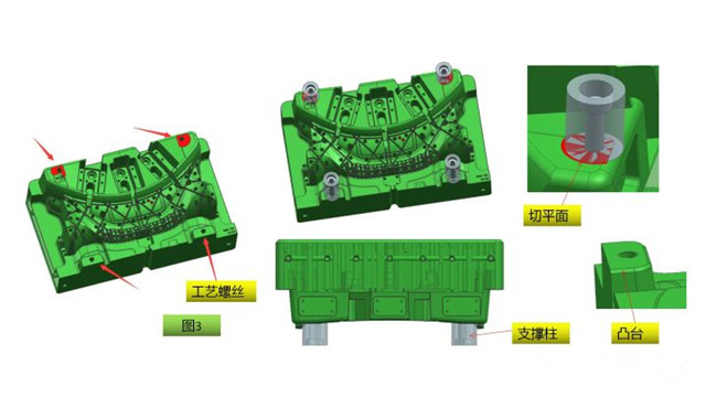 在注塑汽車模具設(shè)計(jì)中，工藝螺絲是必不可少的輔助工具